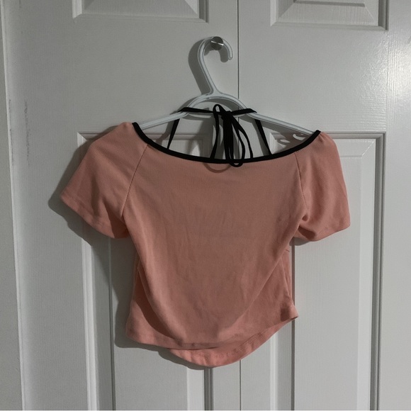 Pink ribbed short tee - Picture 4 of 6